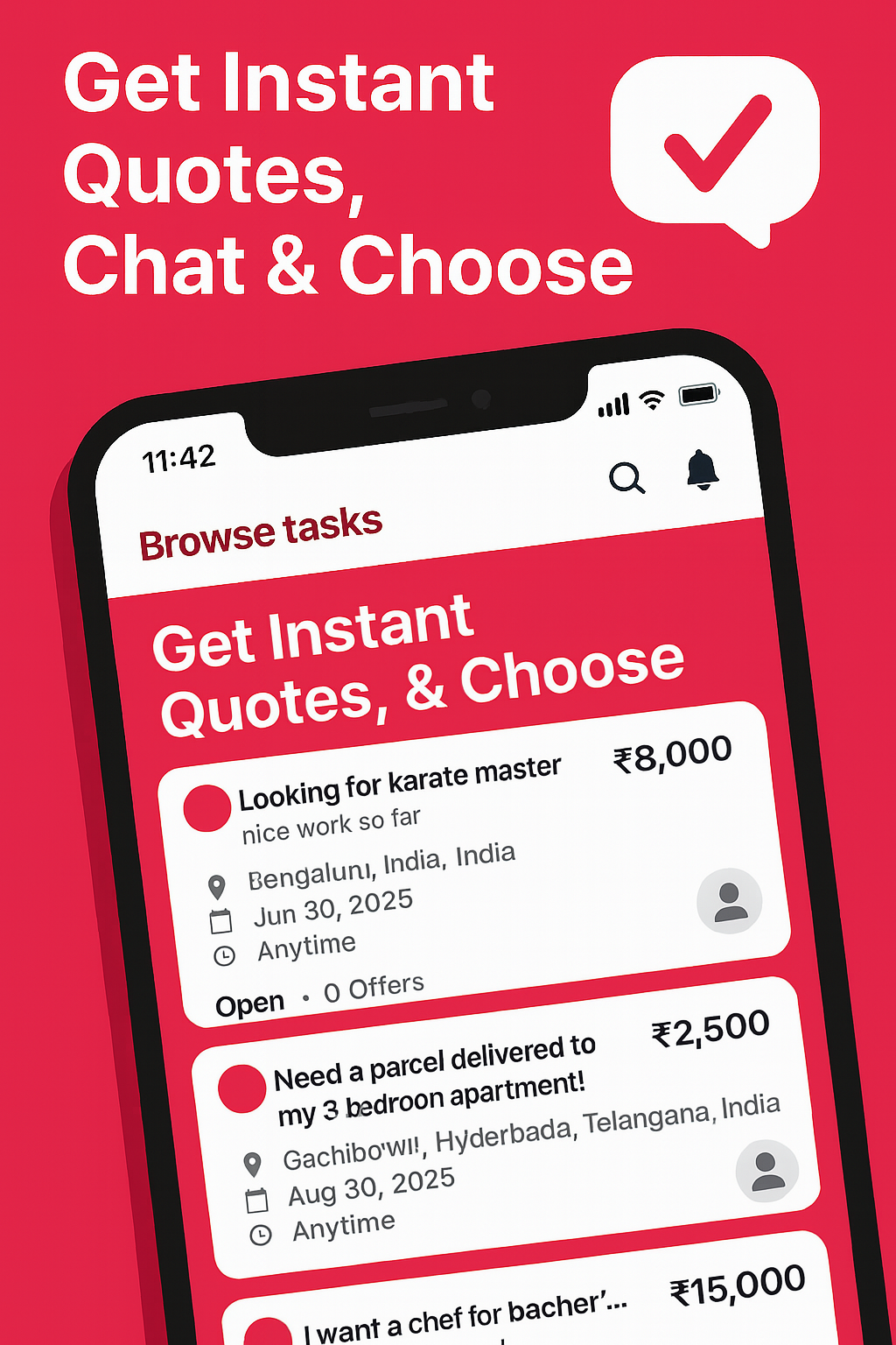 Browse tasks screen